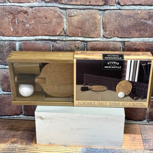 Portable 6 Pc Table Tennis Set‎ Studio Mercantile New in Box Wood Travel